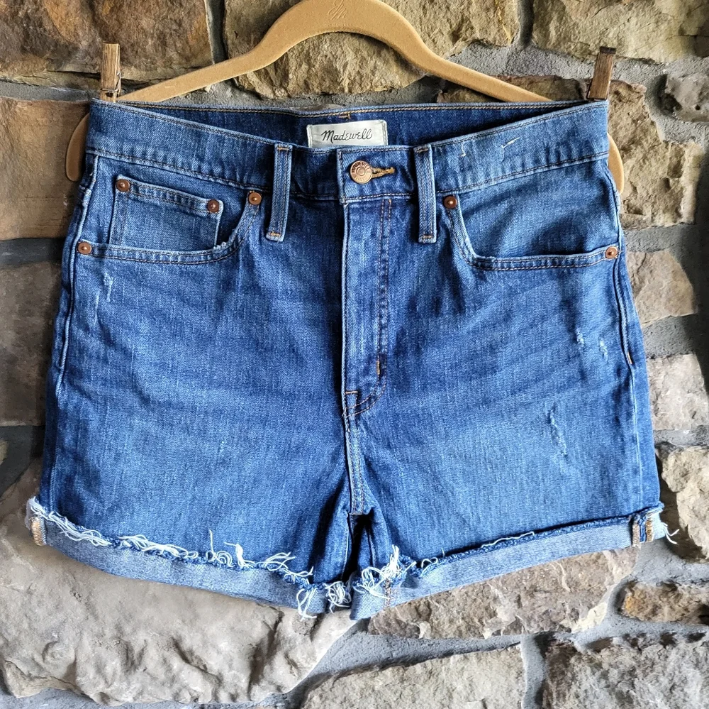 Madewell High Rise Jean Cutt Off Shorts 28 Glenoaks Medium Blue Wash